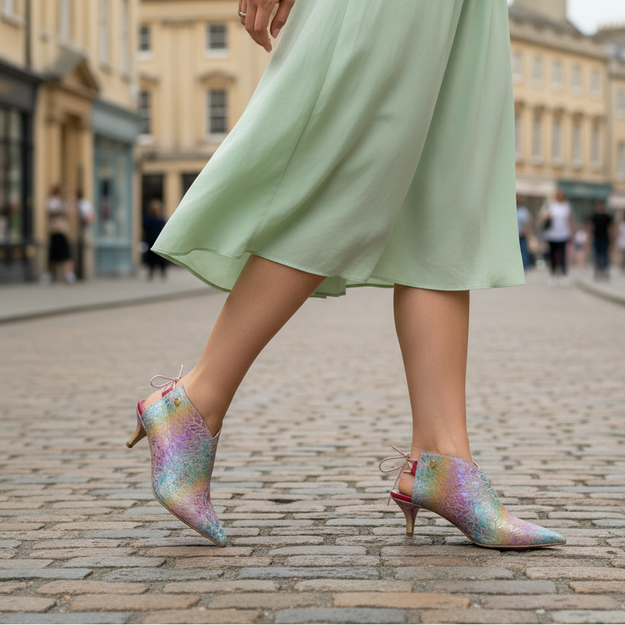 Sliver -baby pink iridescent closed toe mule