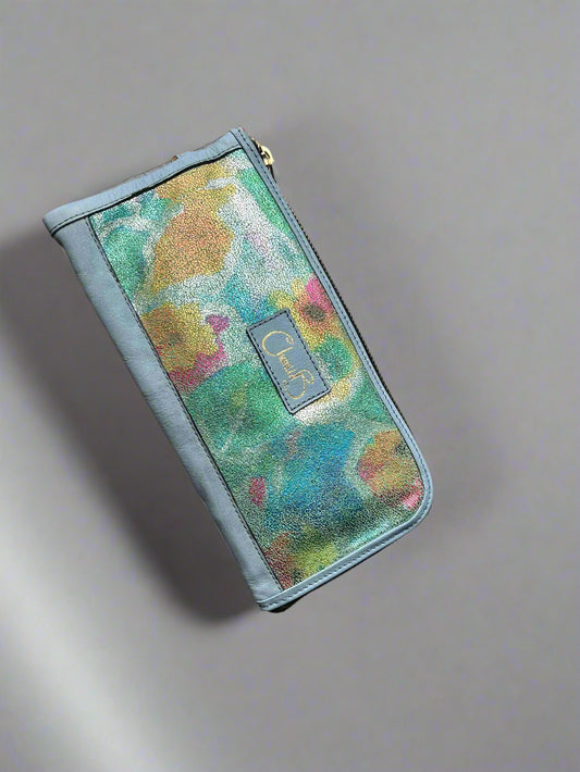 Savon - Turquoise Floral-clutch-wallet - Chanii B