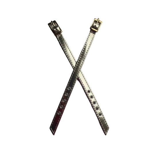 Short Mirror Gold Leather Strap