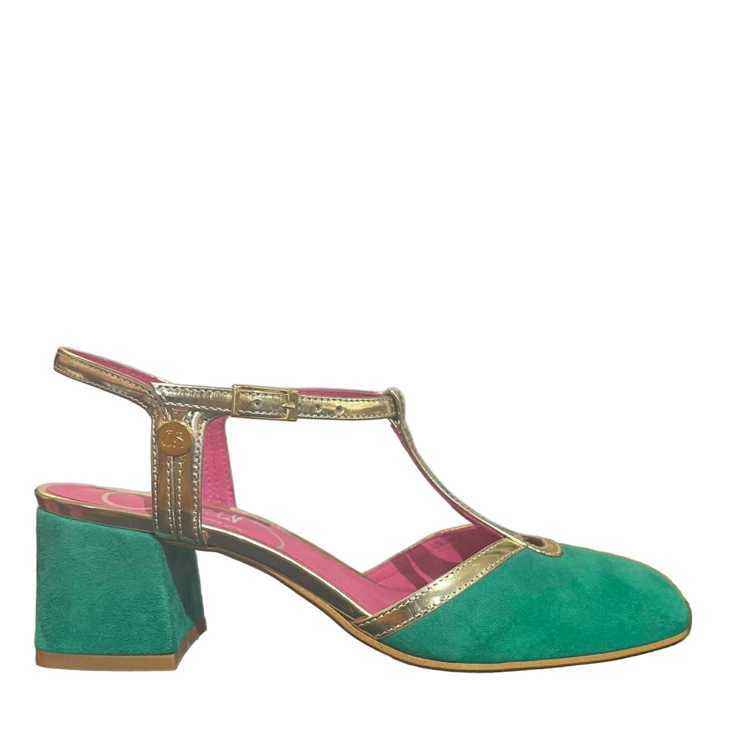 Simone- Green gold t strap