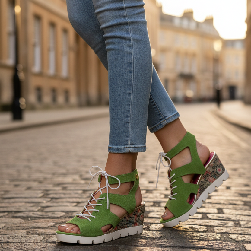 Sissors wedge sandal lime green