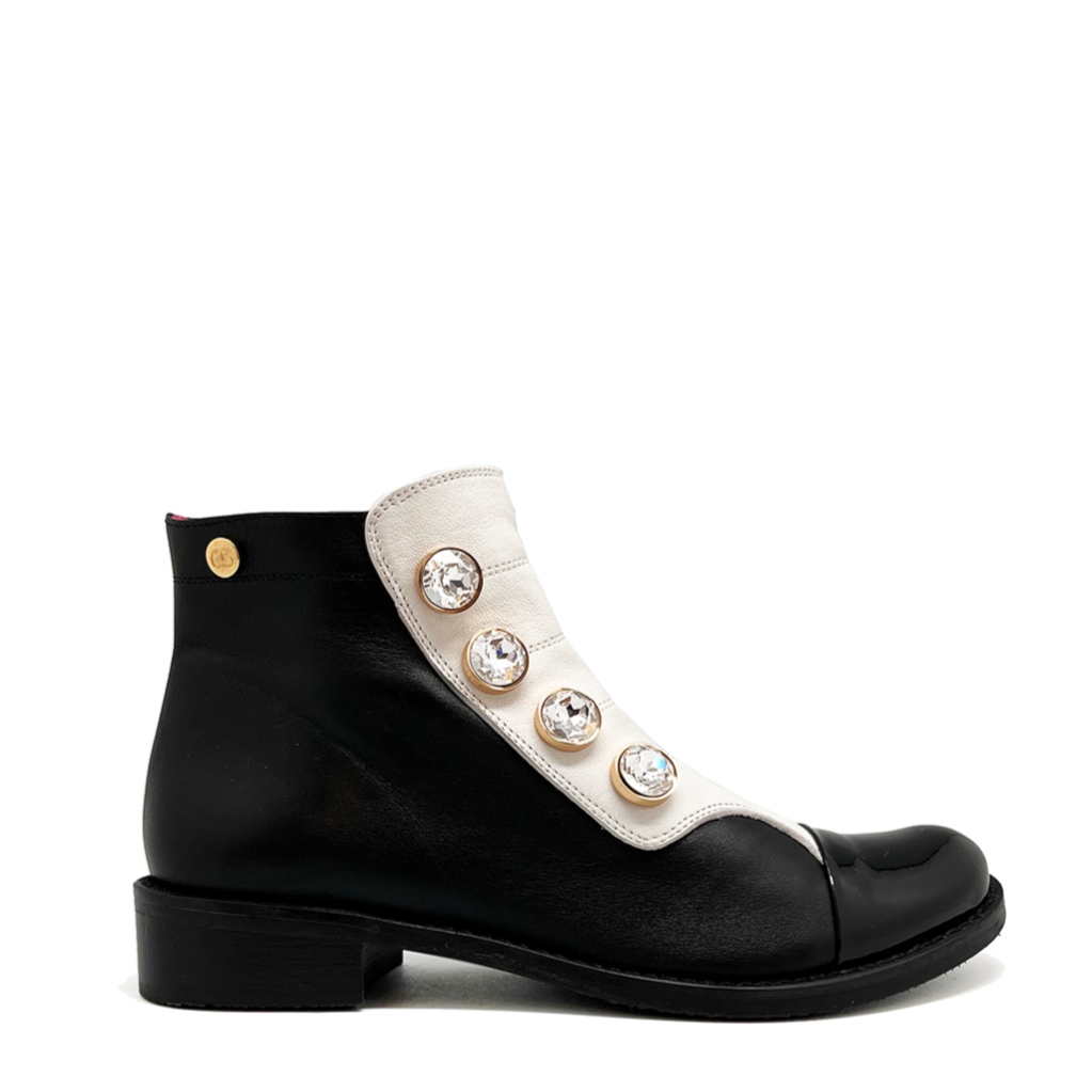 Tudor - Black and Ivory Ankle Boot