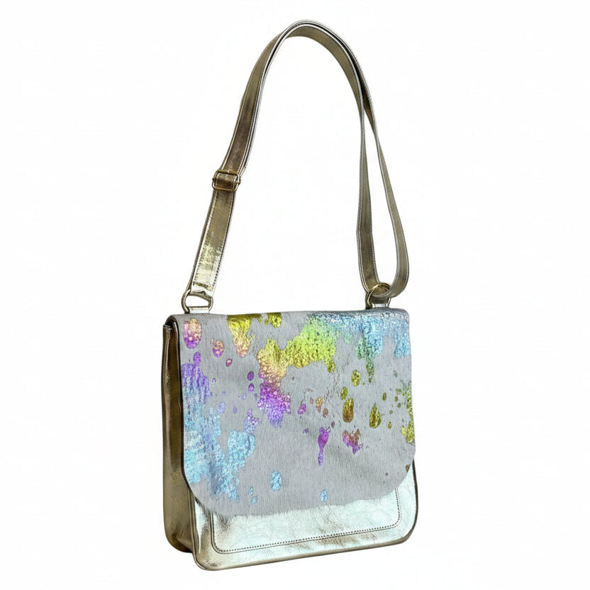Vinette- white rainbow mid messenger bag- Pre order