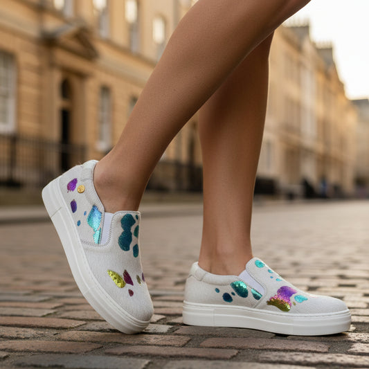 Scala - White rainbow unicorn sneaker- selling out fast!