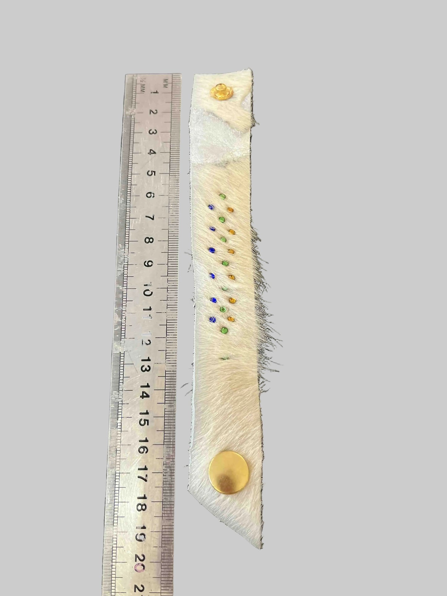 Handmade cowhide bracelet-white rainbow