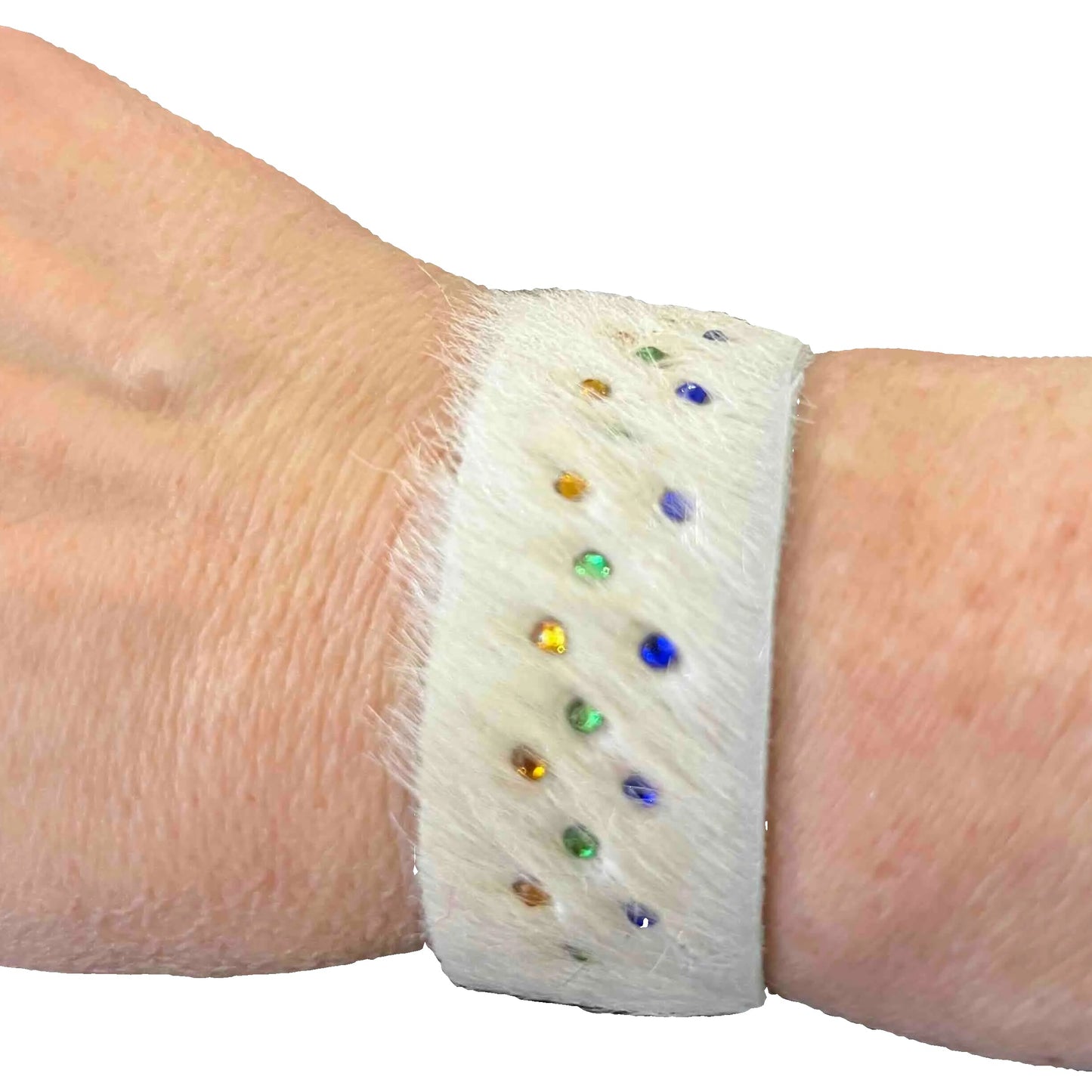 Handmade cowhide bracelet-white rainbow