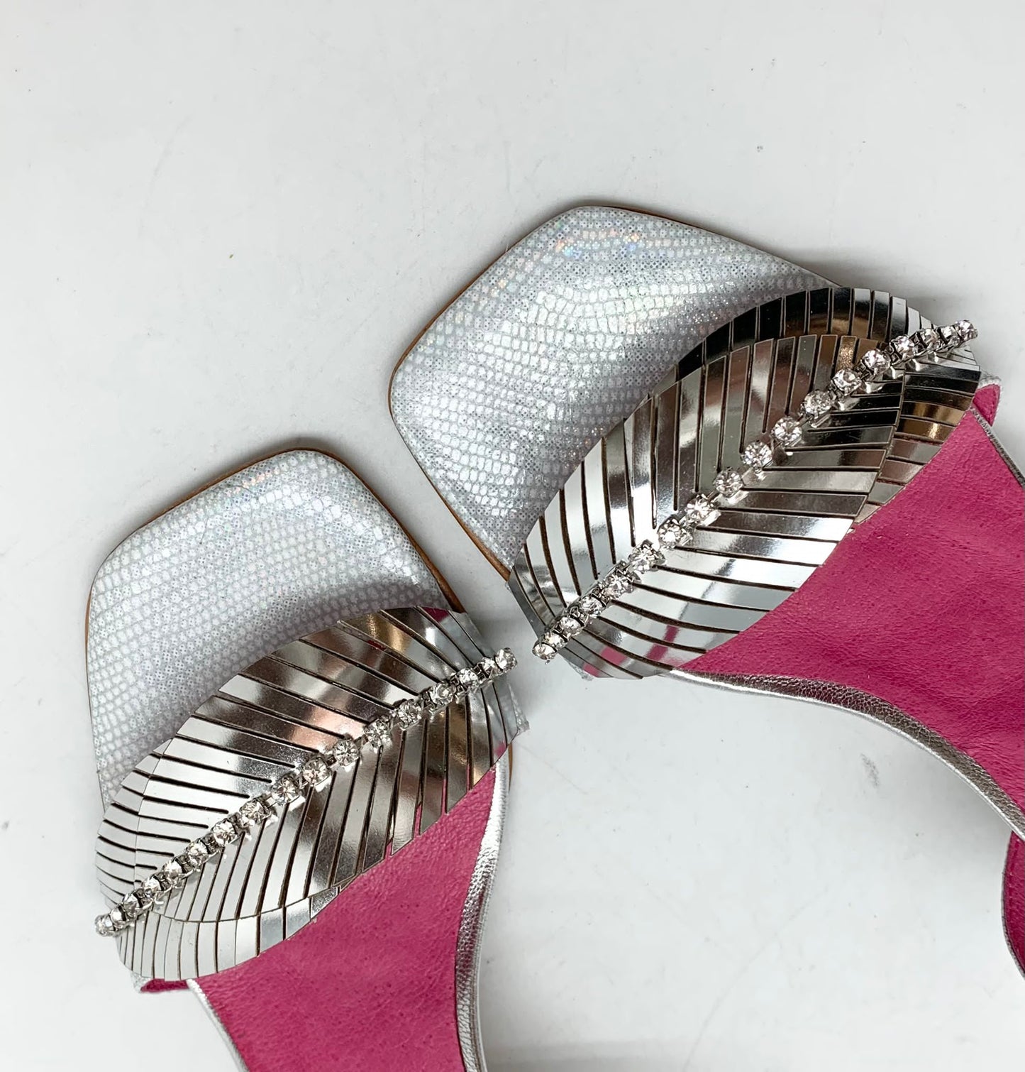 Mimi silver block heel sandal