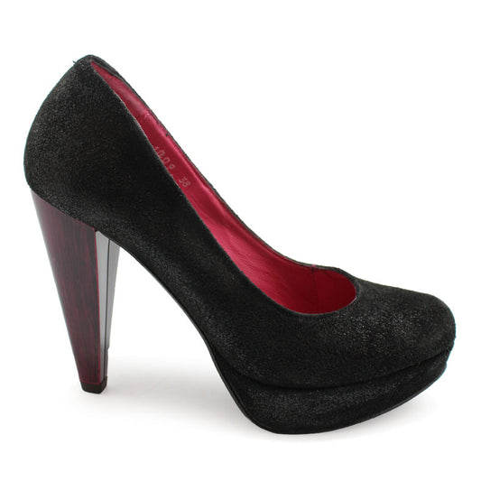 Bizz - Black with dark fuchsia painted heel- Last pair 36