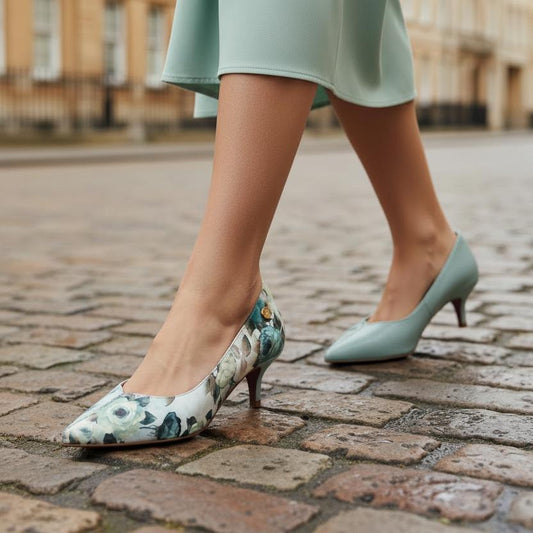 Cruella - Light Blue Flower kitten heel - Chanii B