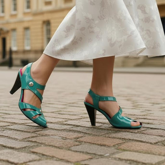 Chardonnay - Turquoise Patent open toe sandal- LAST PAIRS 38 AND 39! - Chanii B