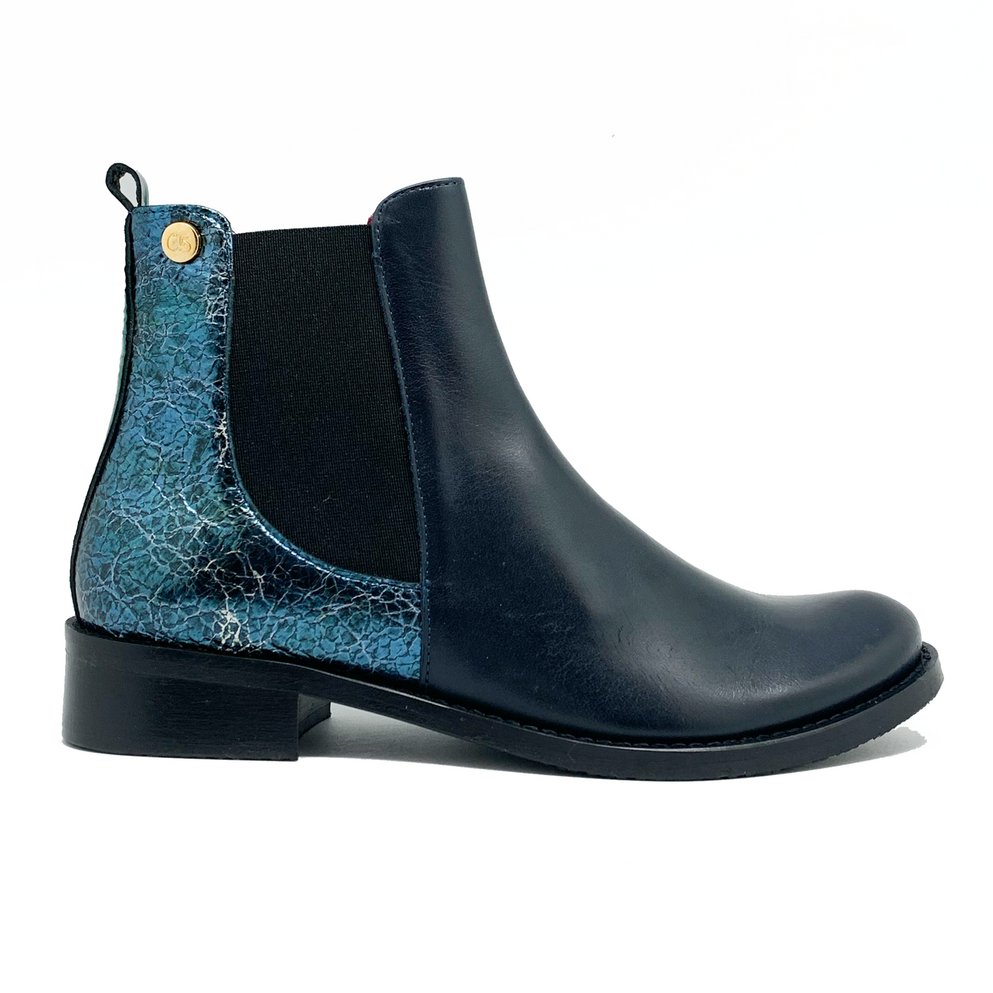 Taille navy leather Chelsea ankle boot