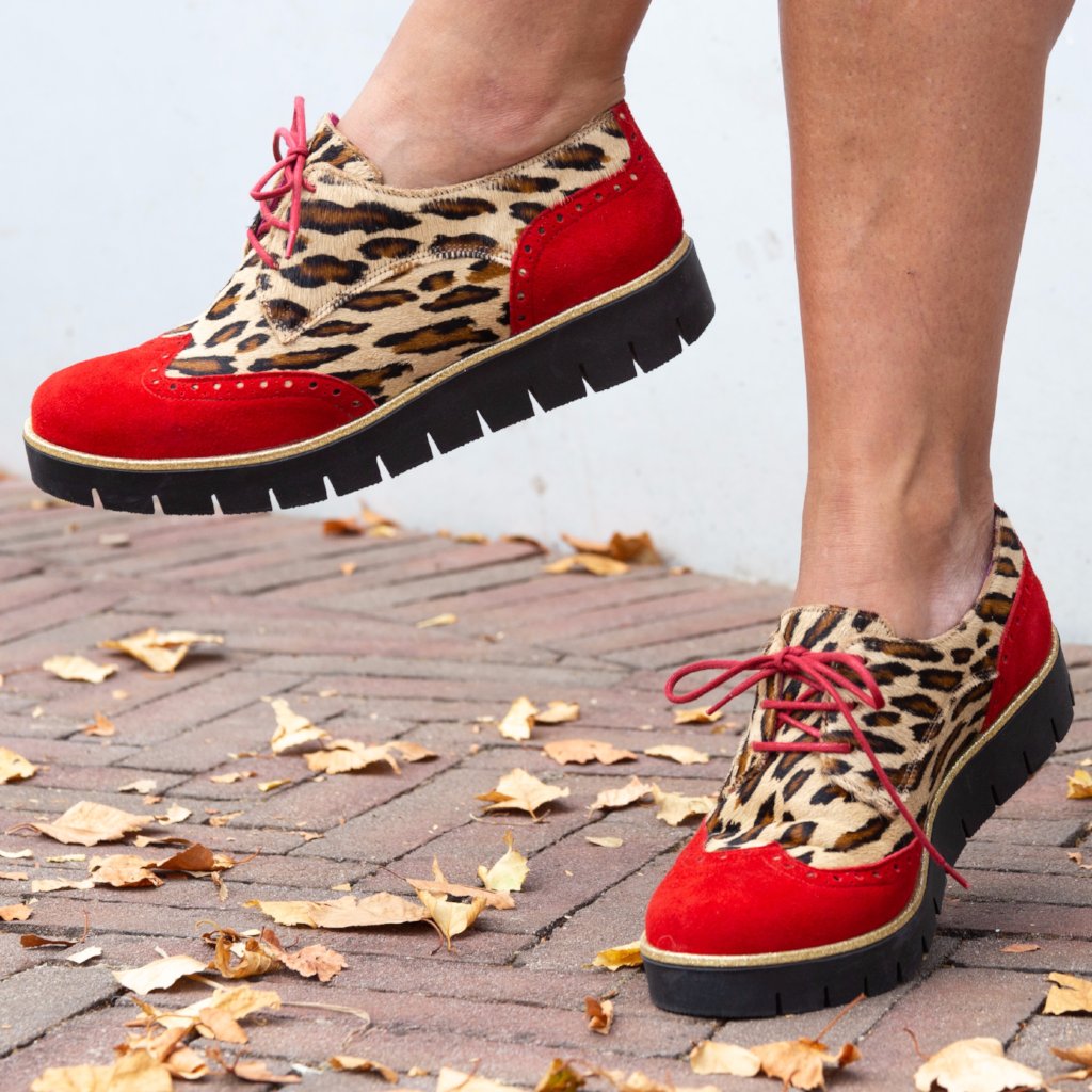 Bolt - Red Animal Print lace up