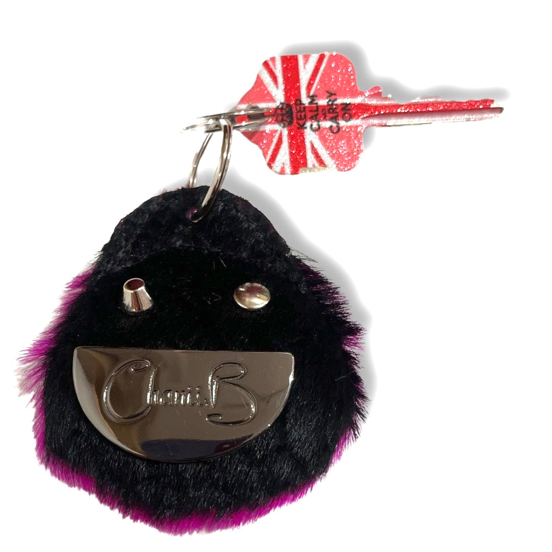 Happy Ring Key Chains- Black-Fuchsia