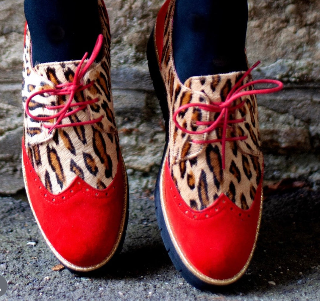 Leopard print tie sales up shoes