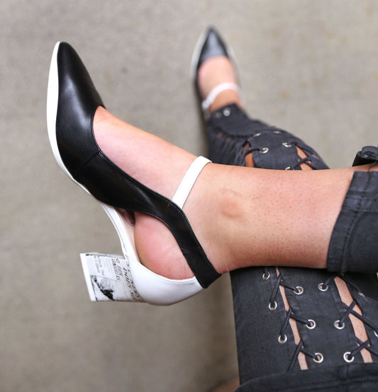 La La -Black/White Newsprint- Dress shoes