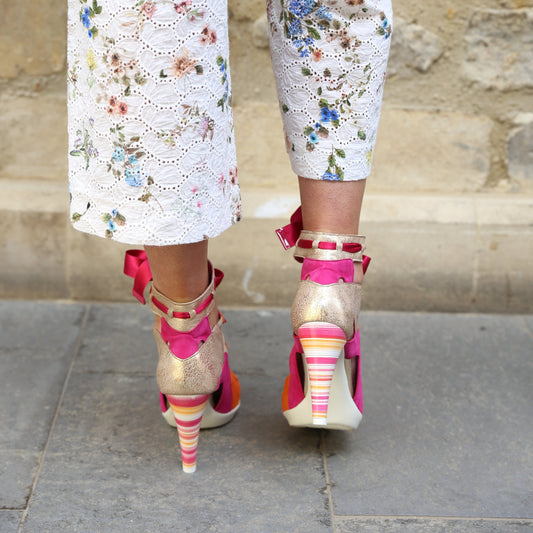 Jupiter - Orange/Fuchsia Sandal- - Chanii B