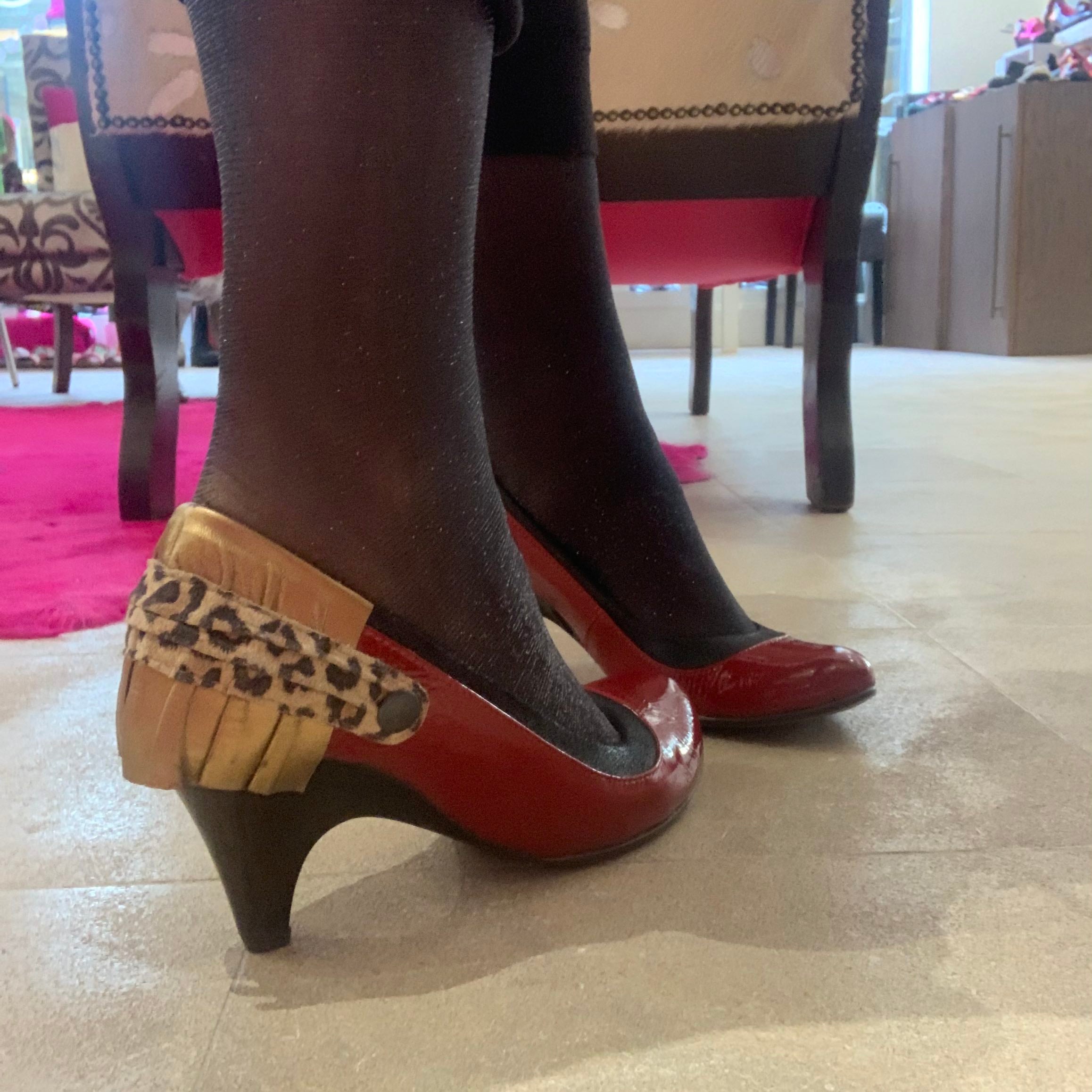 Patent leopard clearance print heels