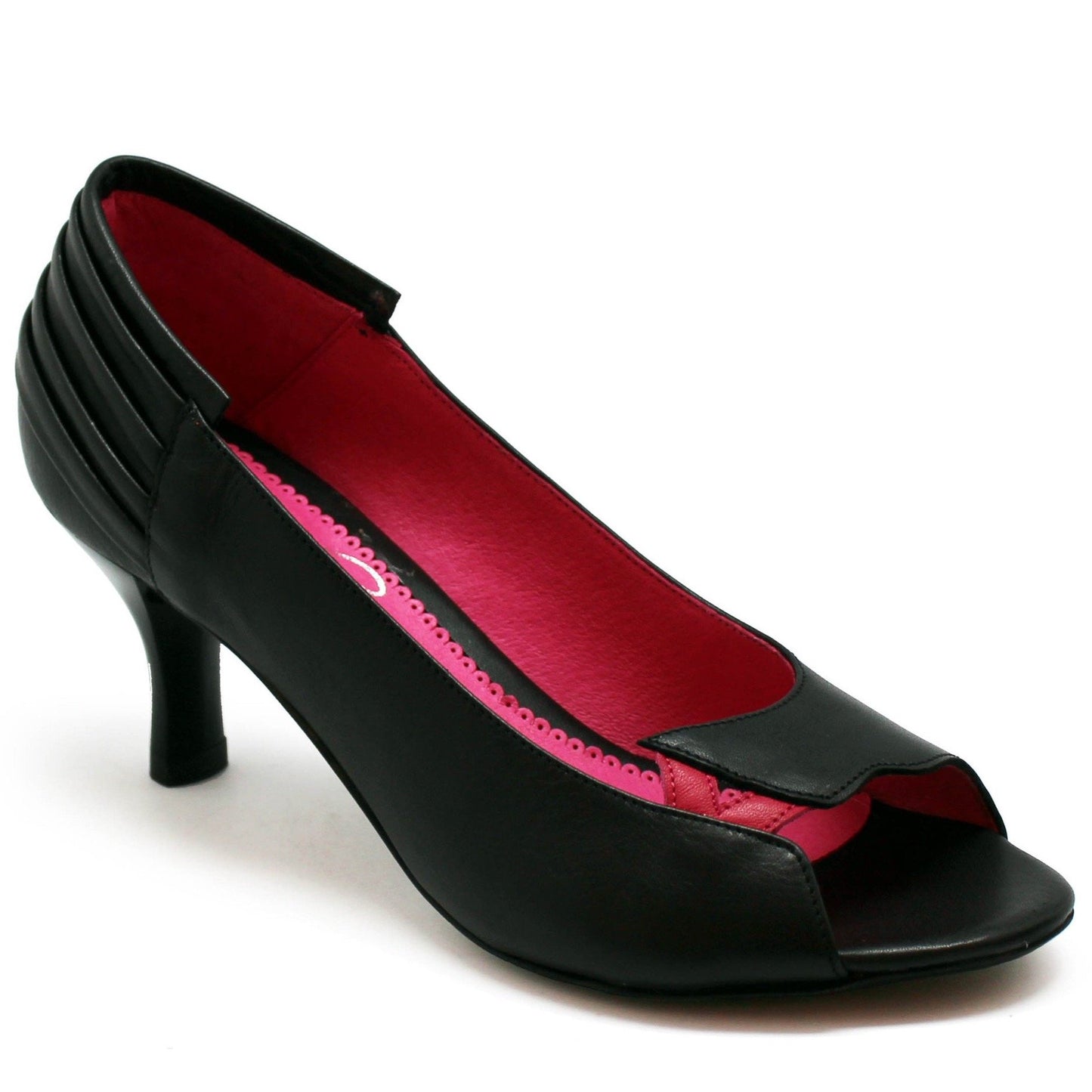 Fashion -Black/Fuchsia open toe shoe