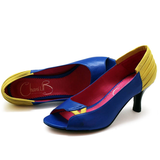 Fashion - Blue/Yellow open toe shoe