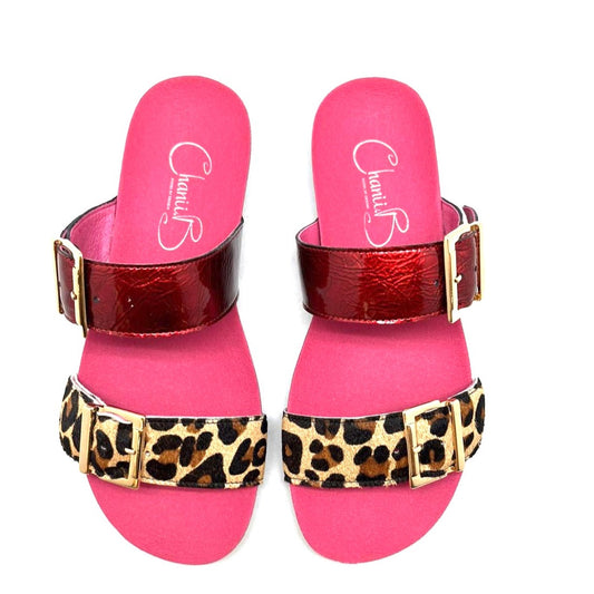 Je T'aime- Leopard Red- flat cork sandal