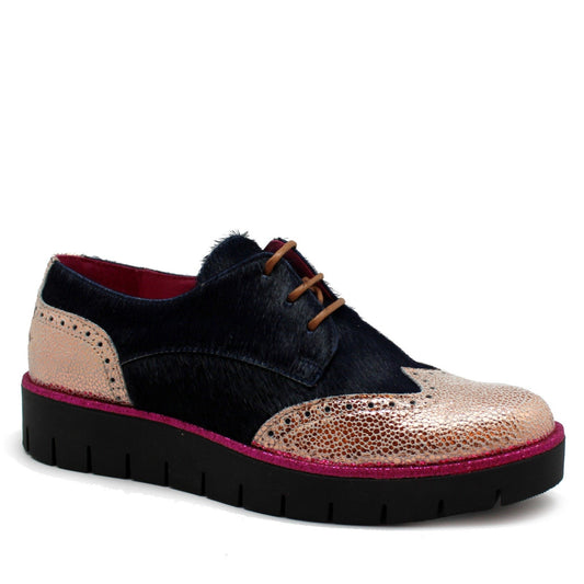 Bolt - Navy and gold lace up shoe