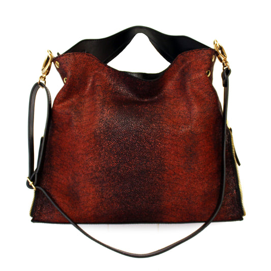 Riche - Red leather Stingray print Handbag