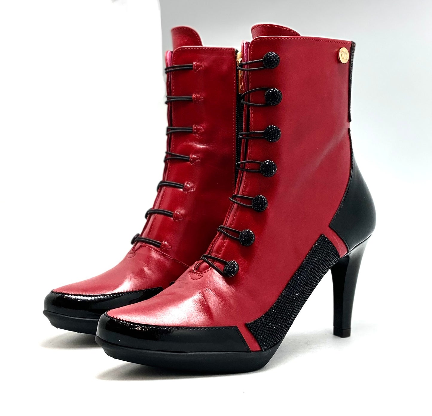 St Lucia - Red/Black- Button boot - Pre Order now!