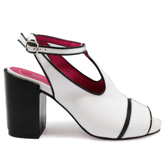 Nuages - White/Black Platform heel
