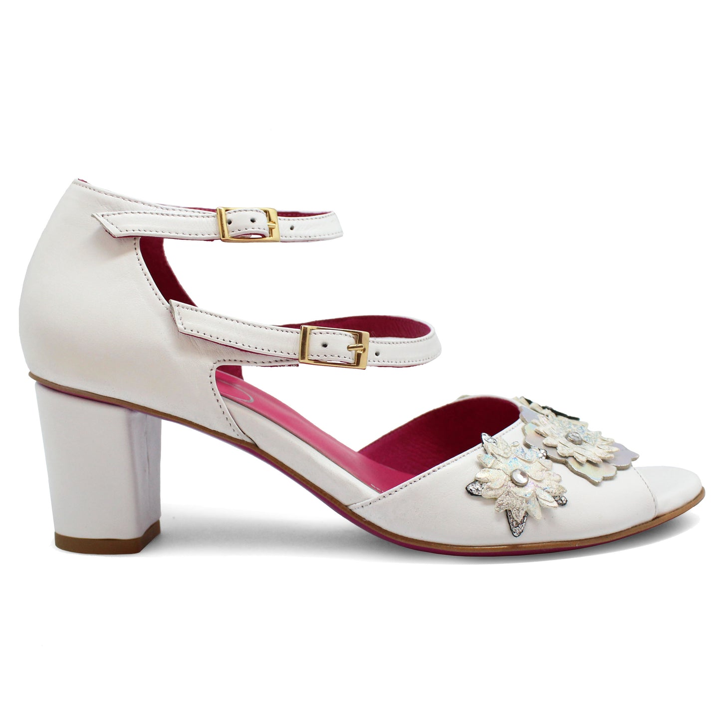 Poppy - White - block heel sandal