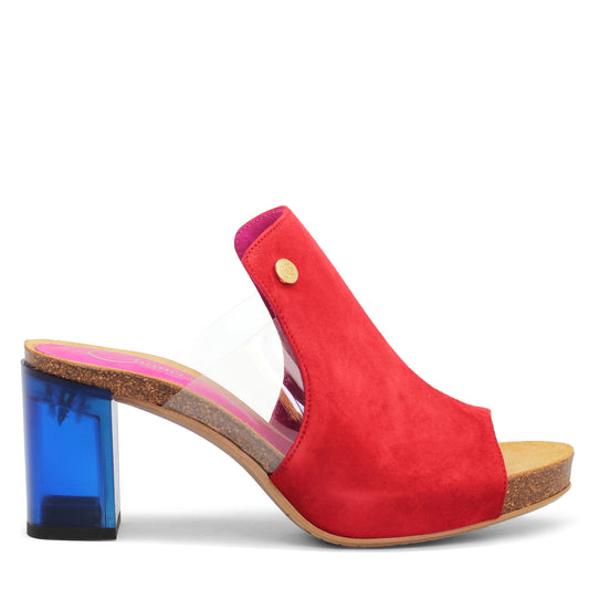 Cannes-Red suede slip on slide - 36 LAST SIZE