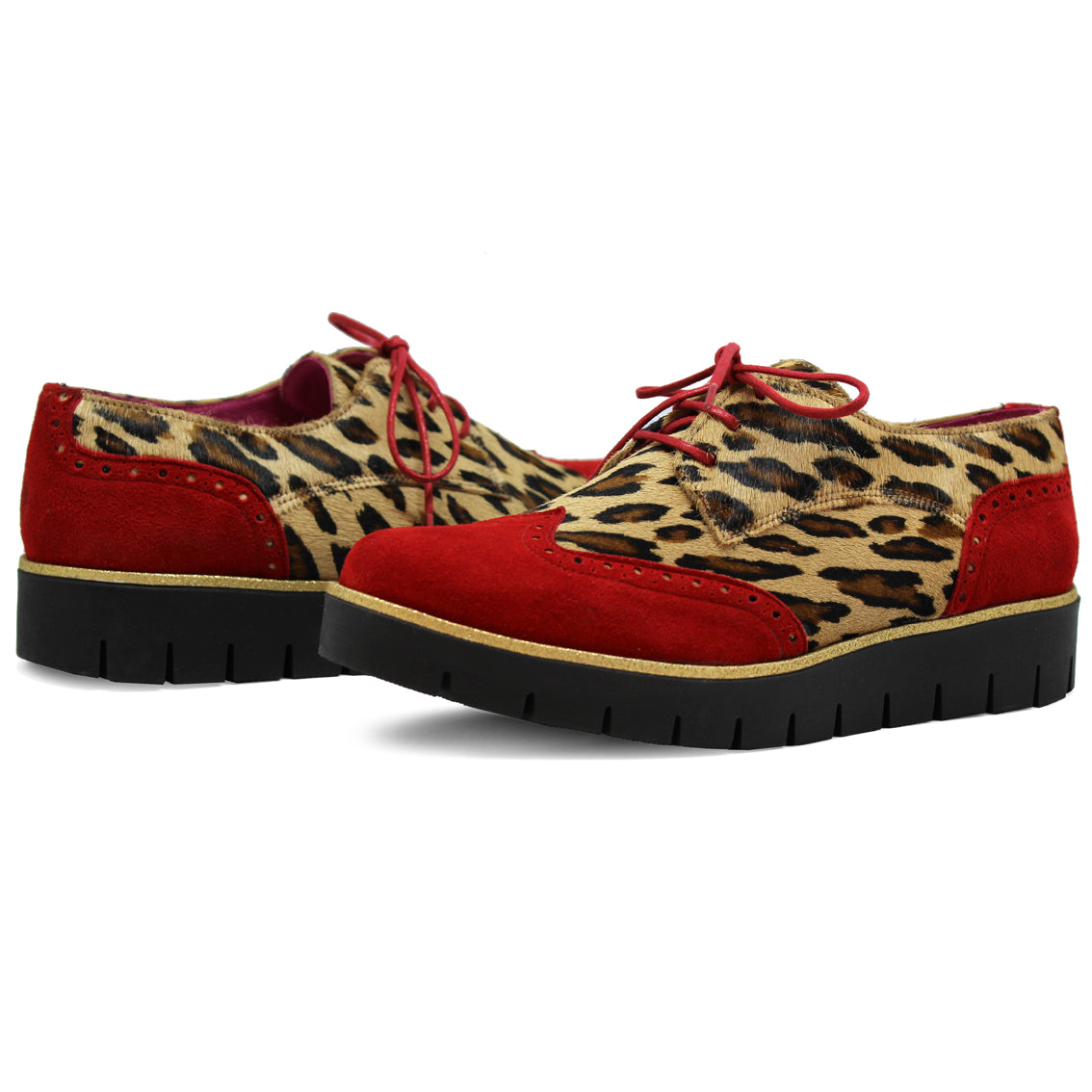 Bolt - Red Animal Print lace up