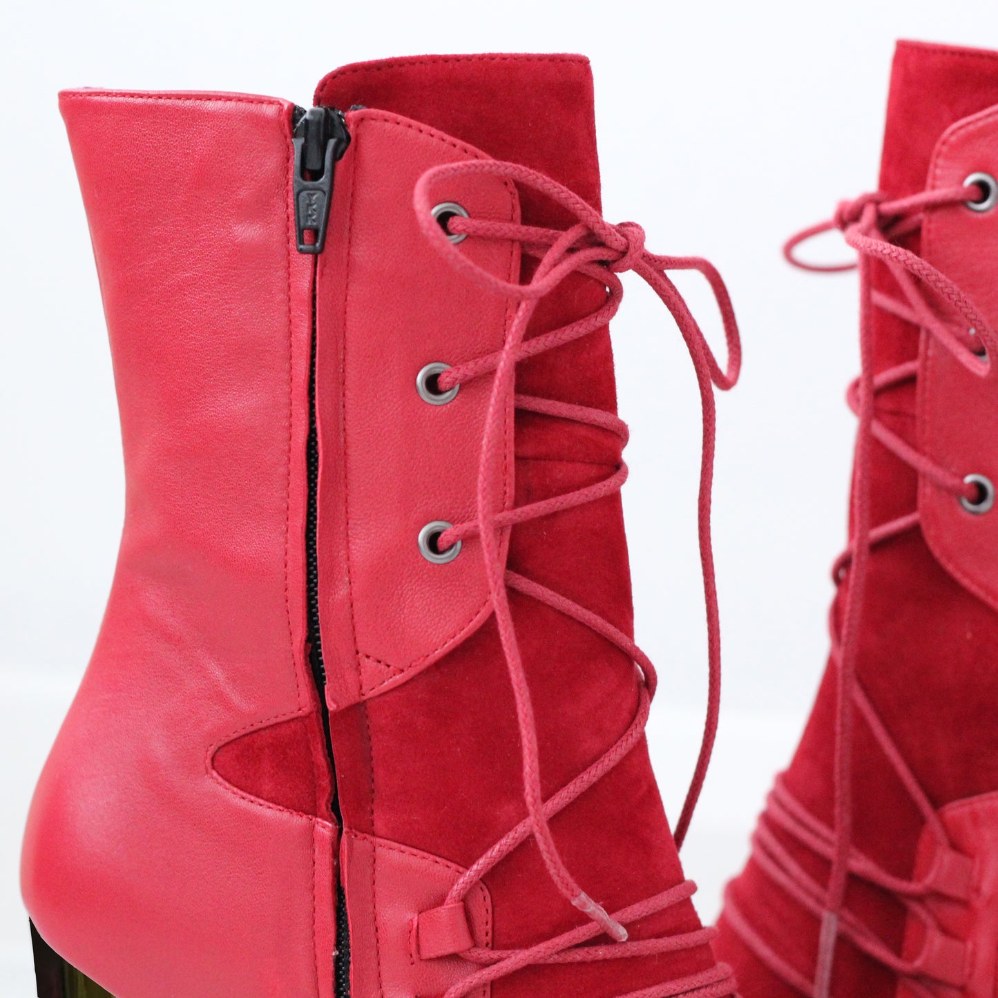 Mina - Red ankle heel boot