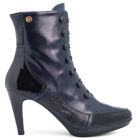 St Lucia - Navy/Black Button up boot