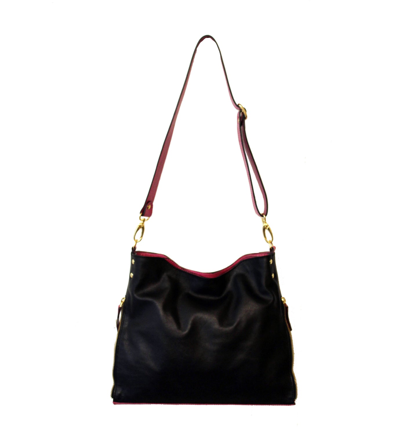 Riche - Black/Fuchsia black leather handbag