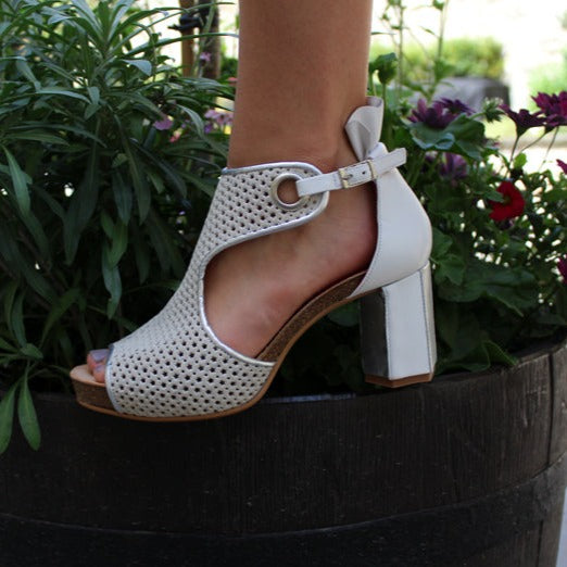 white block heel open toe sandal