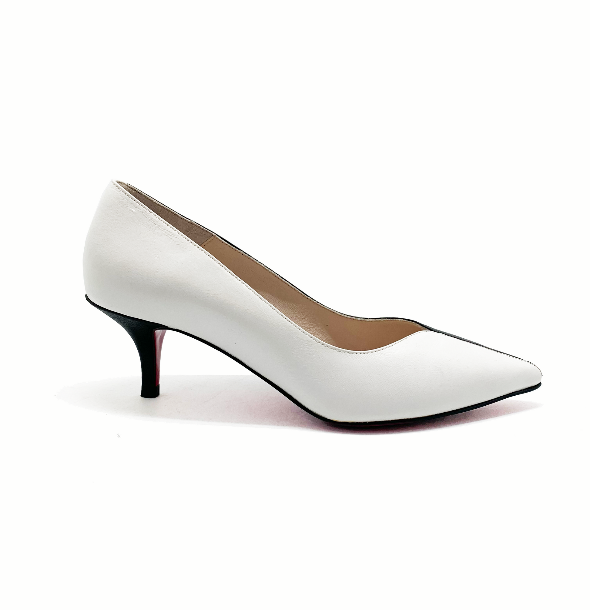 White kitten sales heel court shoes