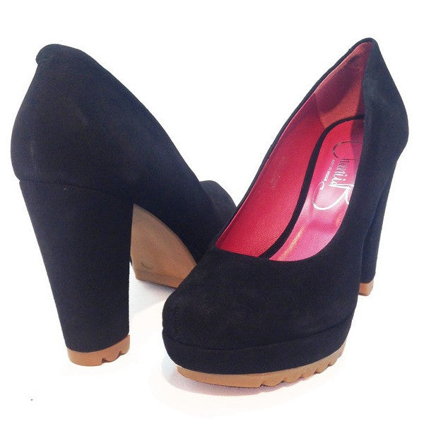 Pate - Black Suede Platform shoe