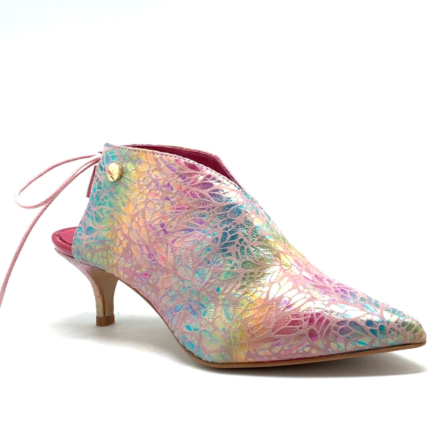 Sliver -baby pink iridescent closed toe mule