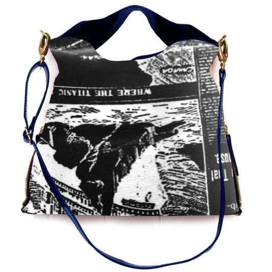 Riche - Black newsprint handbag
