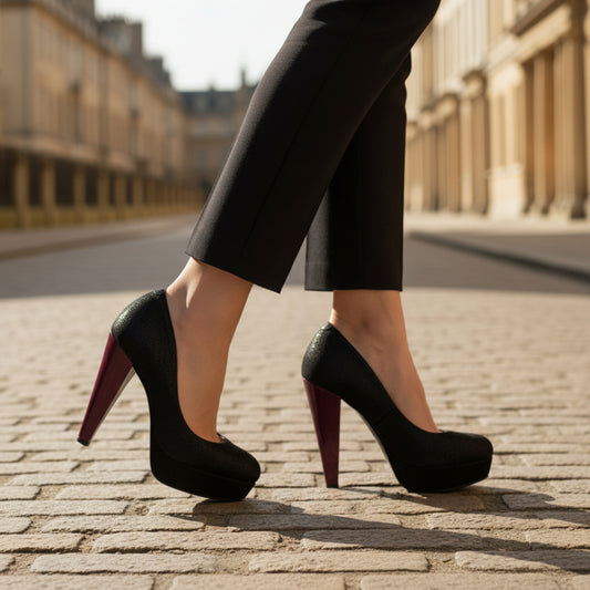 Bizz - Black with dark fuchsia painted heel- Last pair 36 - Chanii B
