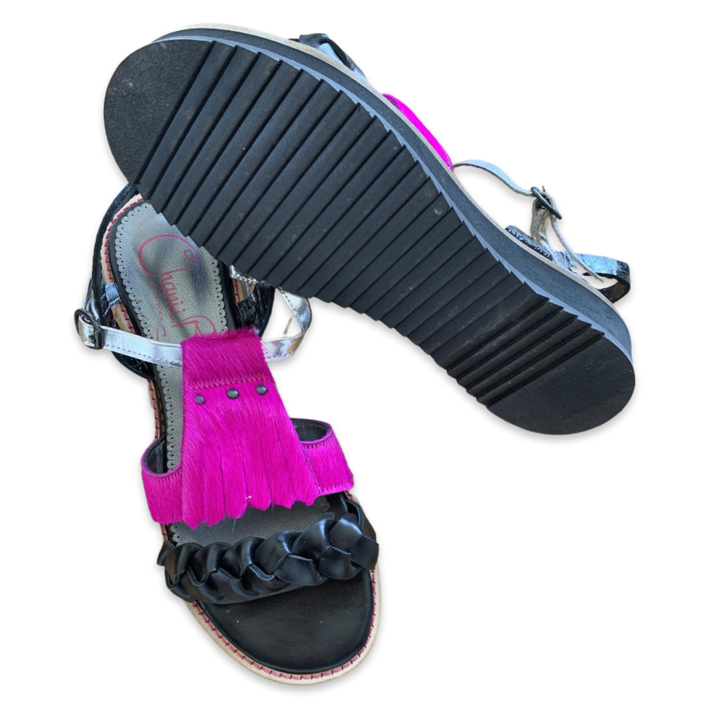 Trois - Fuchsia/Black sandal- last pairs 35, 36 and 38