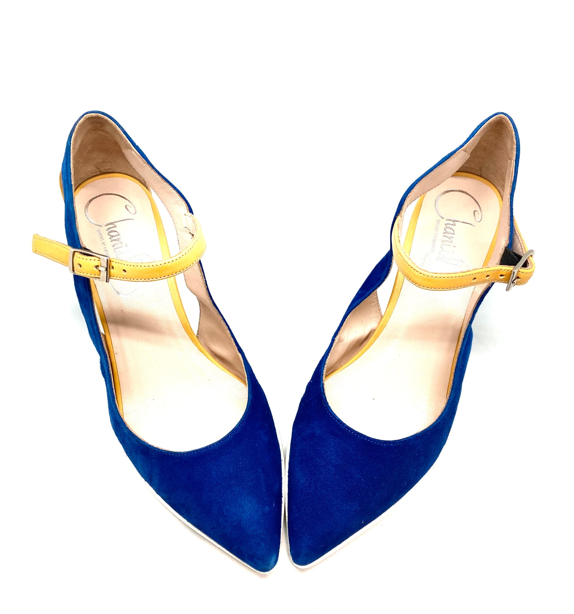 Blue Yellow Low Heel Dress Shoe | La La Chanii B Blue Yellow Low Heel Dress Shoe | La La Chanii B