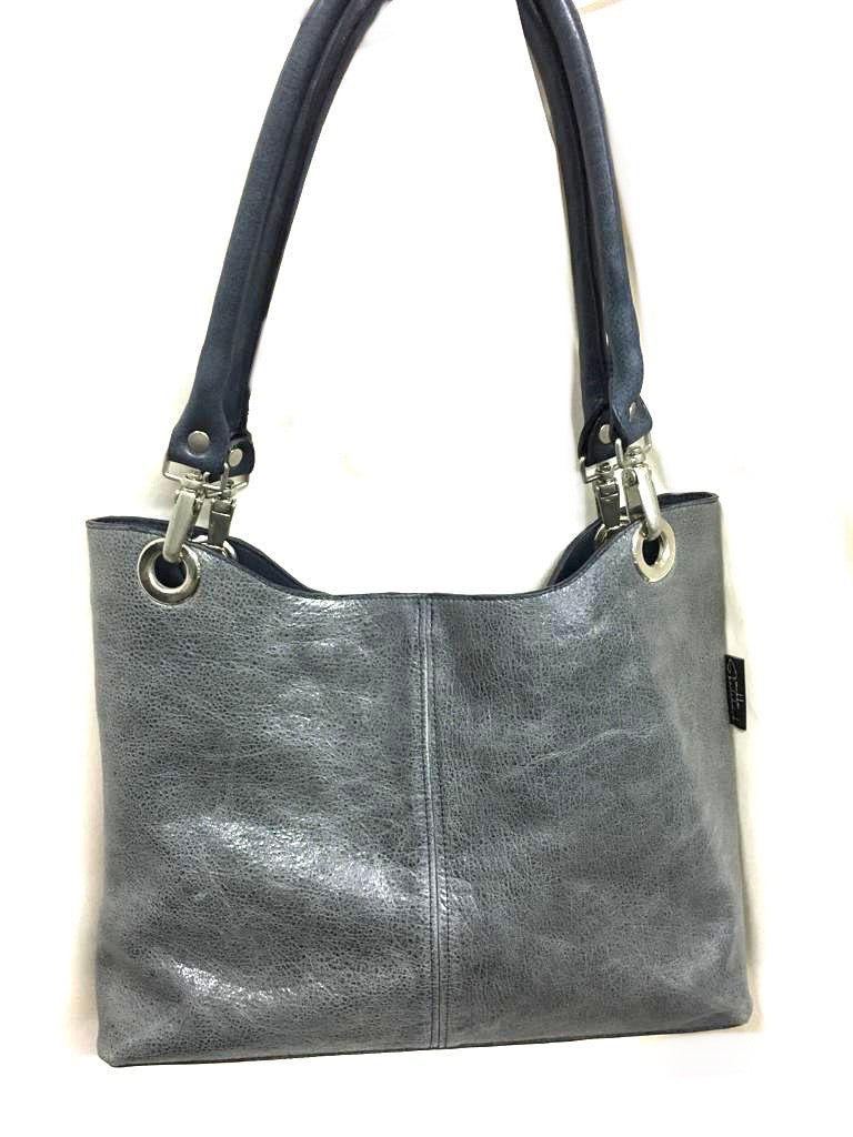Daily- gray leather handbag