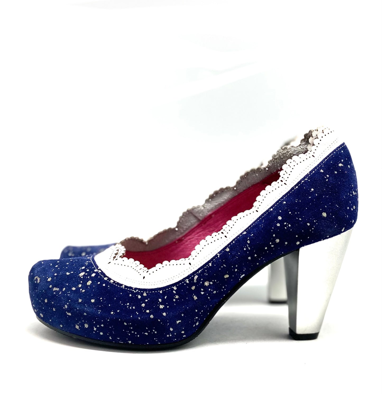 Tu Es Belle - Navy/Silver heel shoe