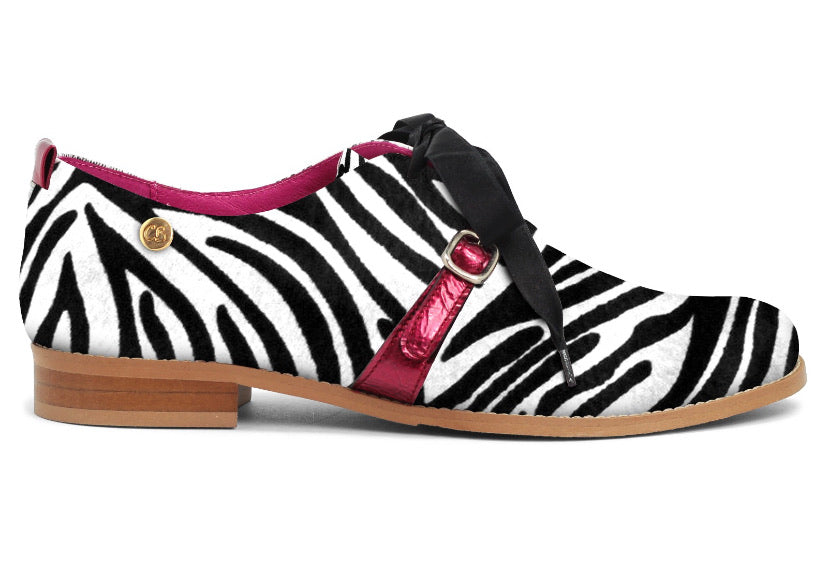 Excuse moi - Zebra cow hide lace up shoe
