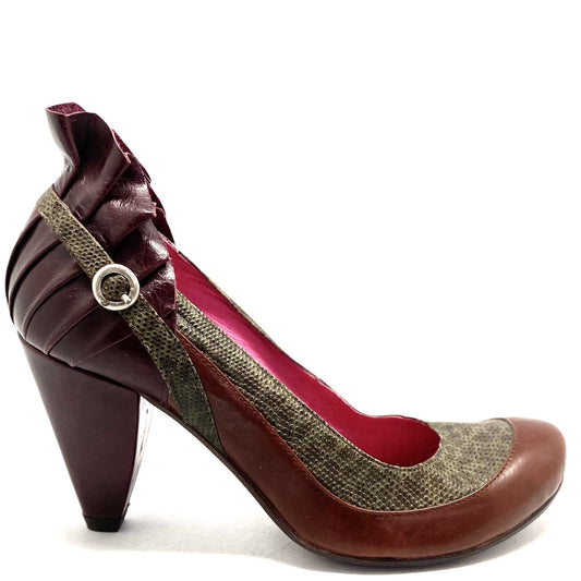 Tresor -Brown-Green-Wine heel shoe