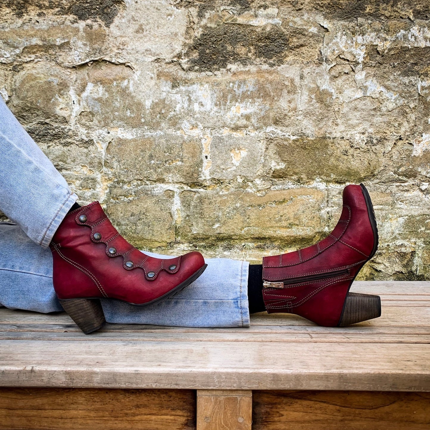 Jour - Cranberry/Grey- Ankle Boot