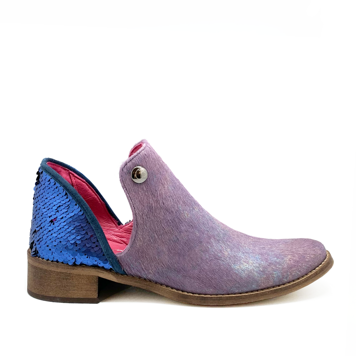 Zippette -Lilac cowhide ankle boot