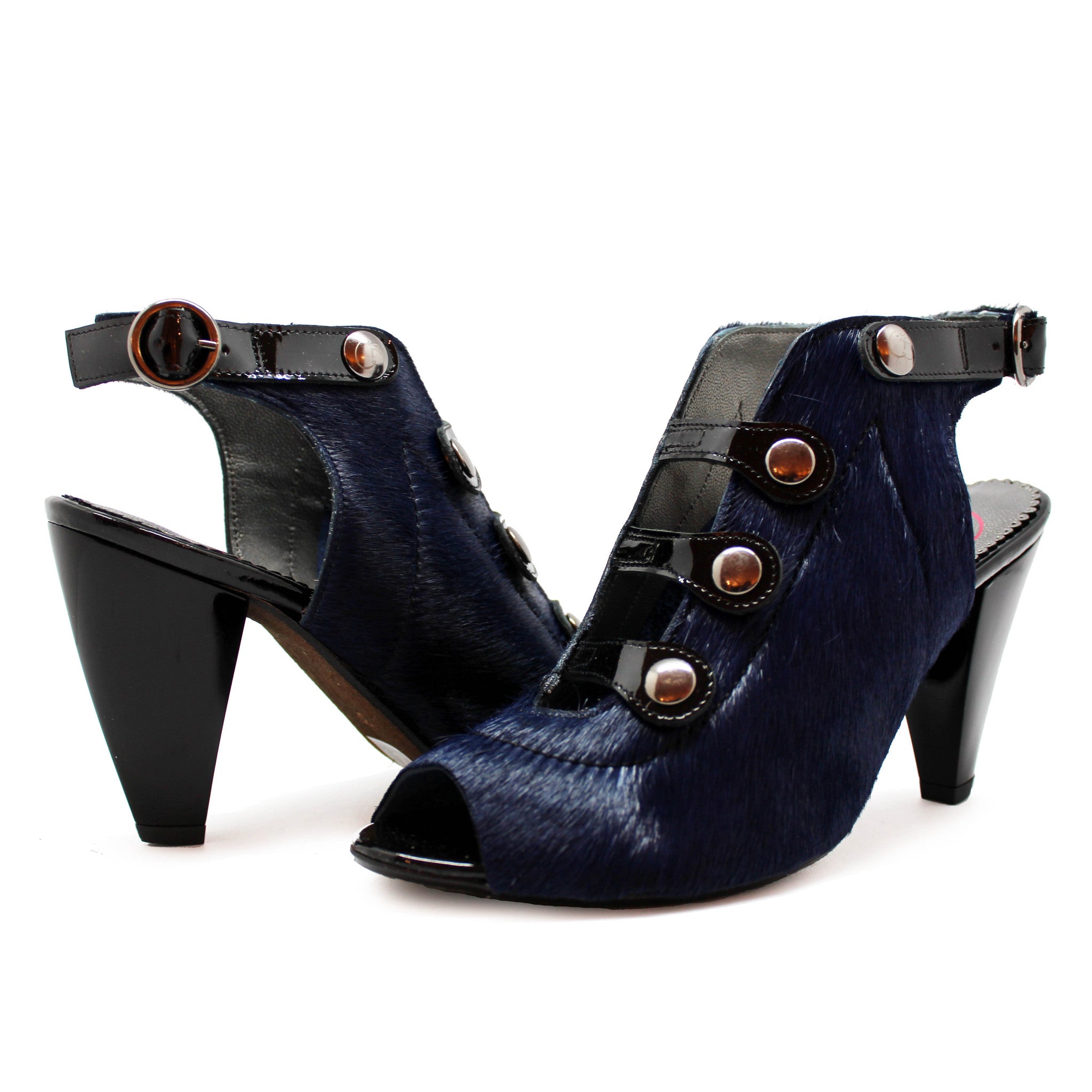 Navy blue open outlet toe booties