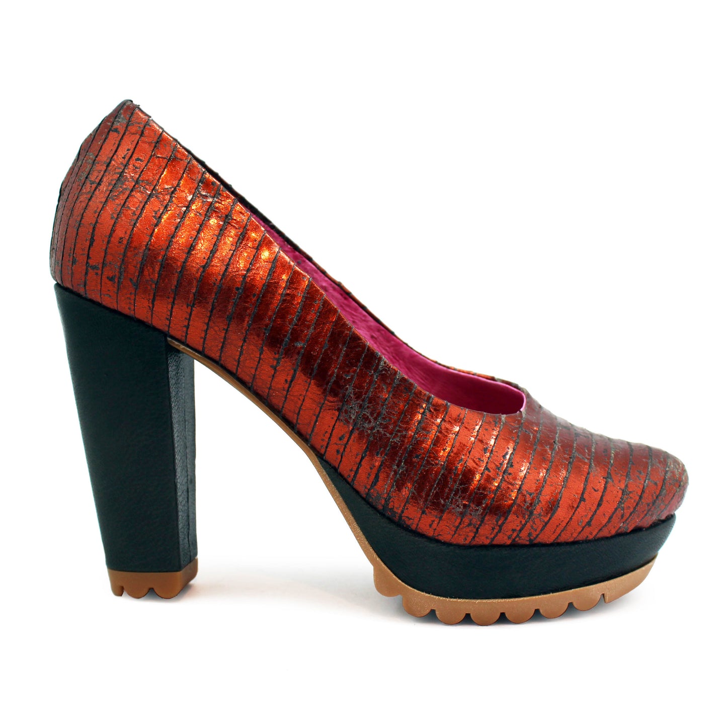 Pate - Copper Laser stripe platform shoe